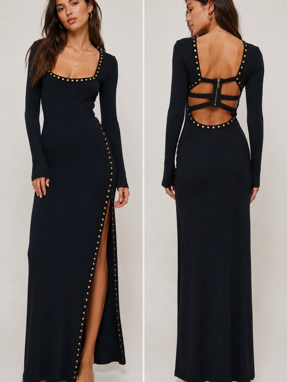 Free People Simone Maxi Dress with Stud Detail, NWT, M